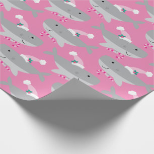 Papel De Regalo Cute Chica Santa Shark Wrapee Paper
