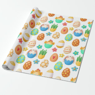 Papel De Regalo Cute chicles de Pascua, conejillos y huevos