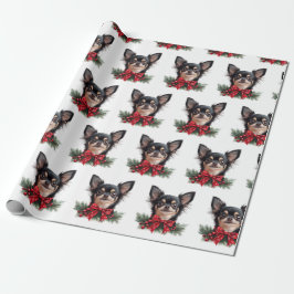 Papel De Regalo Cute Chihuahua with Christmas Bow