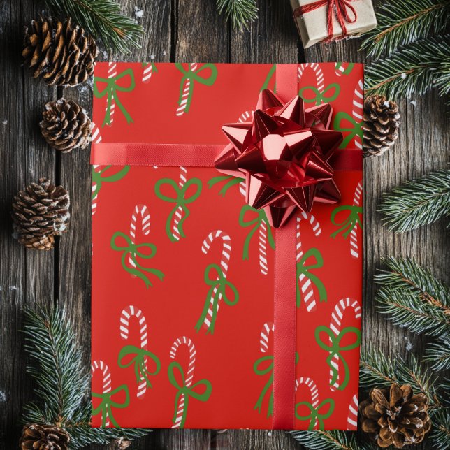 Papel De Regalo Cute Christmas Candy Canes Xmas Holiday (Cute Christmas Candy Canes Xmas Holiday Wrapping Paper
Red)