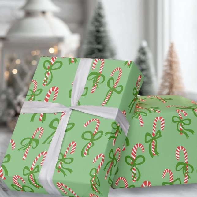 Papel De Regalo Cute Christmas Candy Canes Xmas Holiday (Cute Christmas Candy Canes Xmas Holiday Wrapping Paper
Green)