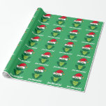 Papel De Regalo Cute Christmas Frog Custom Green Kids<br><div class="desc">Fun Christmas frogs in cute red Santa Claus hats with jingle bells and mistletoe. This cool green holiday wrapping paper featuring a smiling green froggie animal makes me happy and full of Christmas cheer. Customize these for your gifts.</div>