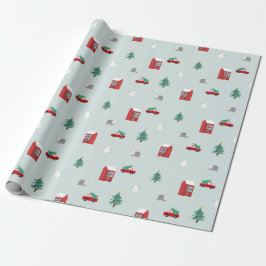 Papel De Regalo Cute Christmas Village Pattern