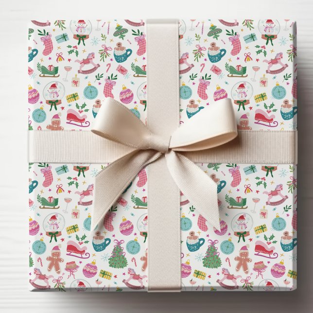 Papel De Regalo Cute Colorful Christmas (Cute Whimsical Colorful Holiday Christmas Wrapping Paper by Painted Paperie
)
