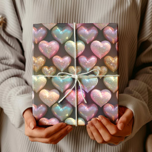 Papel De Regalo Cute Colorido Corazones Azul Medianoche Chic