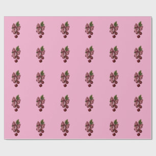 Papel De Regalo Cute Coquette Cereza Lazo Rosa Estética