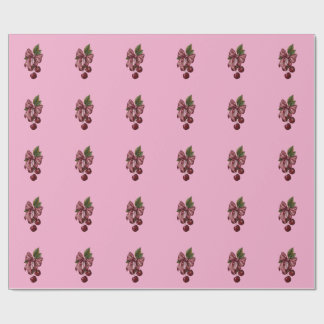 Papel De Regalo Cute Coquette Cereza Lazo Rosa Estética