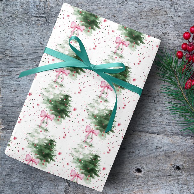 Papel De Regalo Cute Coquette Christmas trees white (Subido por el creador)