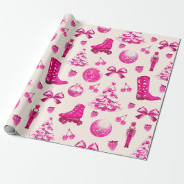Papel De Regalo Cute Coquette Girly Preppy Navidades Rosa