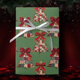 Papel De Regalo Cute coquette patchwork christmas green polka dots