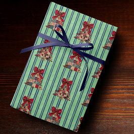 Papel De Regalo Cute coquette patchwork christmas trees striped