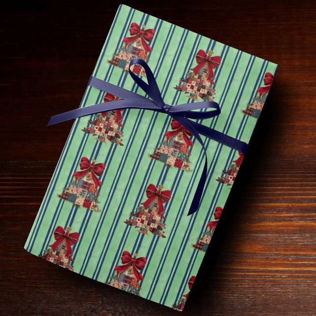 Papel De Regalo Cute coquette patchwork christmas trees striped (Subido por el creador)