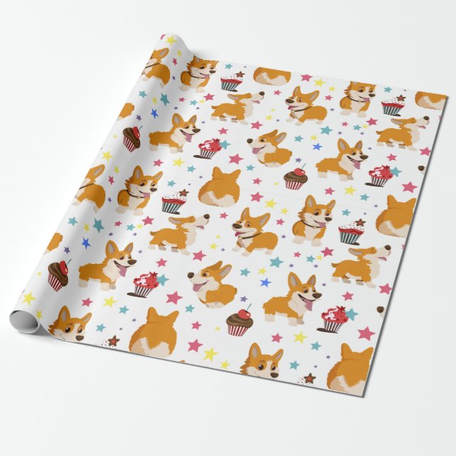 Papel De Regalo Cute Corgi (Desenrollado)