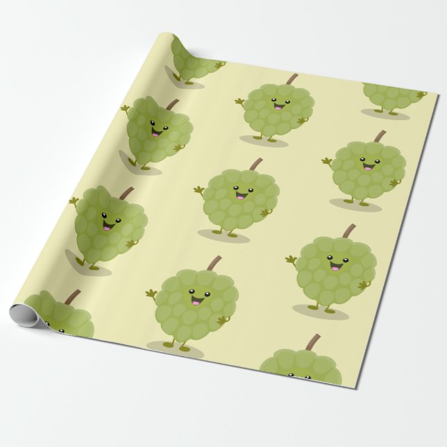 Papel De Regalo Cute crema crema de manzana cherimoya personalizad (Desenrollado)