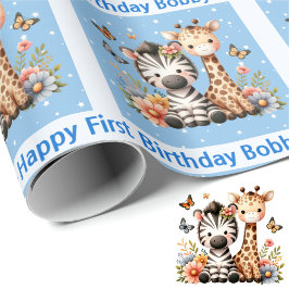 Papel De Regalo Cute cumpleaños de niño pequeño agrega nombres a l