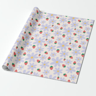 Papel De Regalo Cute Daisy and Strawberry Pattern