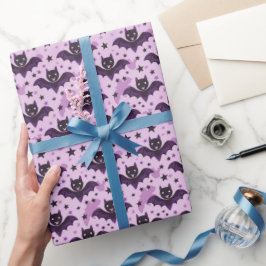 Papel De Regalo Cute Dark Purple Halloween Bats
