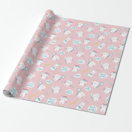 Papel De Regalo Cute Dental pattern Pink Brush your Teeth