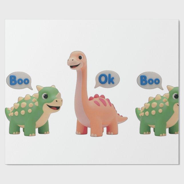 Papel De Regalo Cute Dino surprise Wrapping Paper (Superficie plana)