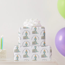 Papel De Regalo Cute Dinosaur Cake Happy 1º cumpleaños