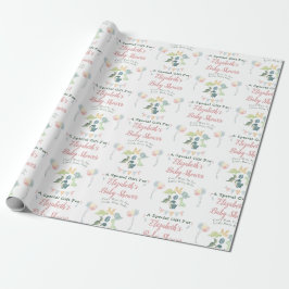 Papel De Regalo Cute Dinosaur Watercolor Baby Shower Personalizado