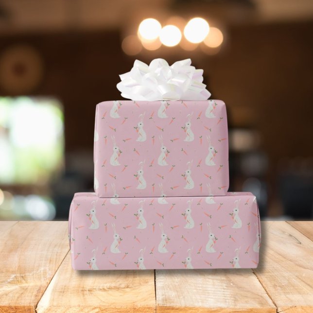 Papel De Regalo Cute Easter bunny & carrot pattern on pastel pink (Subido por el creador)