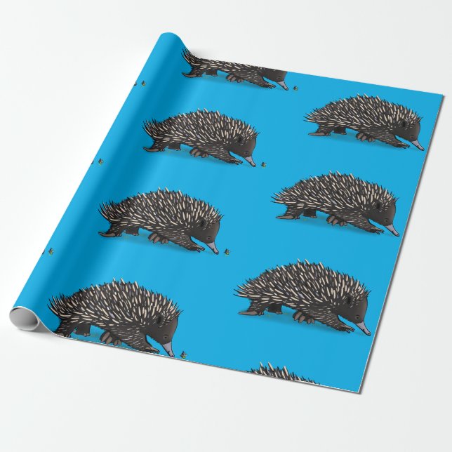 Papel De Regalo Cute echidna con ilustracion caprichoso (Desenrollado)