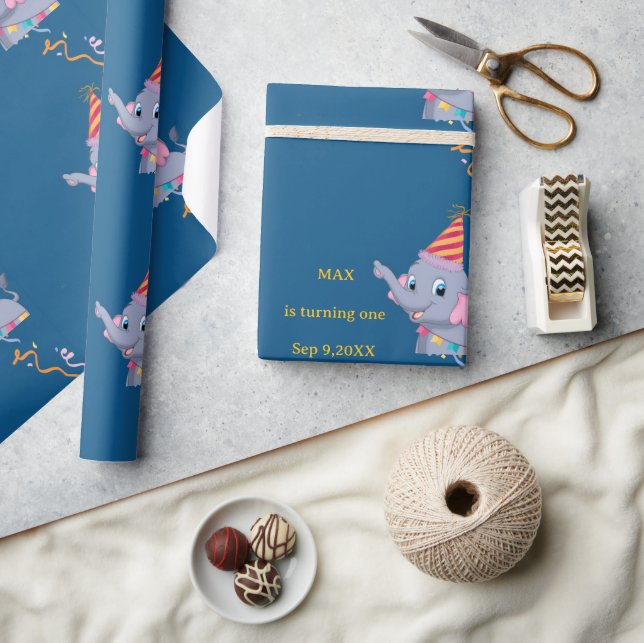 Papel De Regalo Cute Elephant Birthday  (Artesanía)