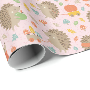 Papel De Regalo Cute ergeogs con pequeñas hojas rosadas