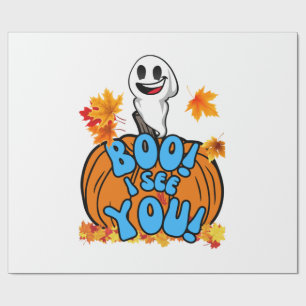 Papel De Regalo Cute Fall Halloween fantasma Boo! ¡Te veo! Pegatin