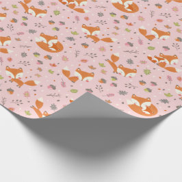Papel De Regalo Cute Fall Mama and baby fox on light pink