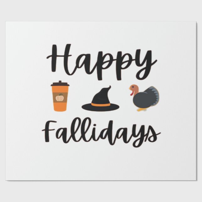 Papel De Regalo Cute Fall season Happy Fallidays Thanksgiving Hall (Superficie plana)