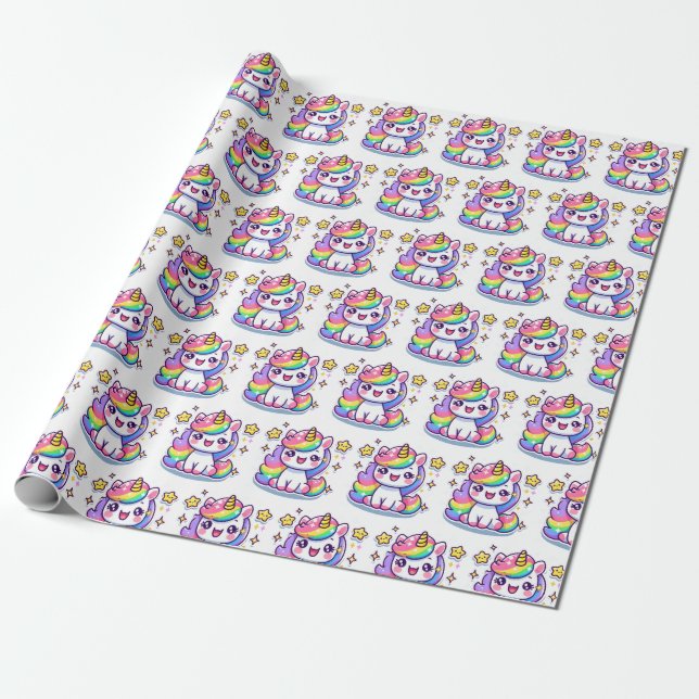 Papel De Regalo Cute Fantasy Unicorn (Desenrollado)