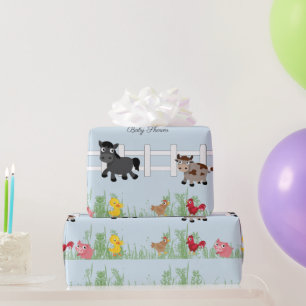 Papel De Regalo Cute Farm Baby Shower, BlueCustom