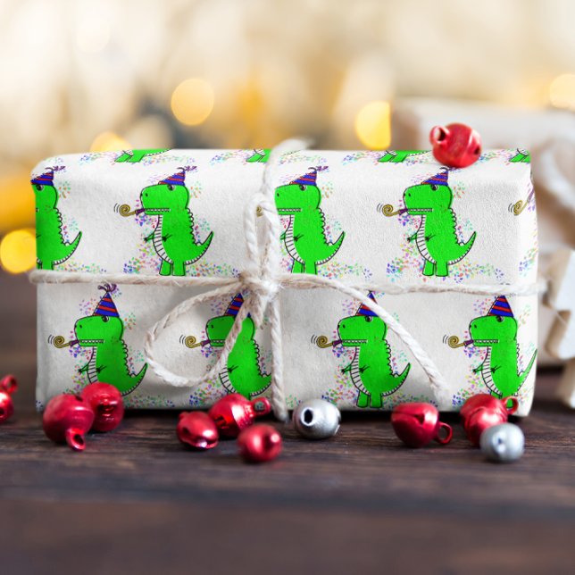 Papel De Regalo Cute feliz cumpleaños Dinosaur Confetti (Subido por el creador)