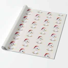 Papel De Regalo Cute Festive Christmas Goose Duck With Santa Hat