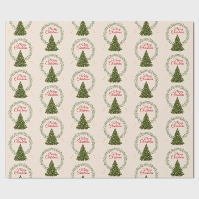 Papel De Regalo Cute Festive Christmas Tree Print Gift Wrapping (Costura)