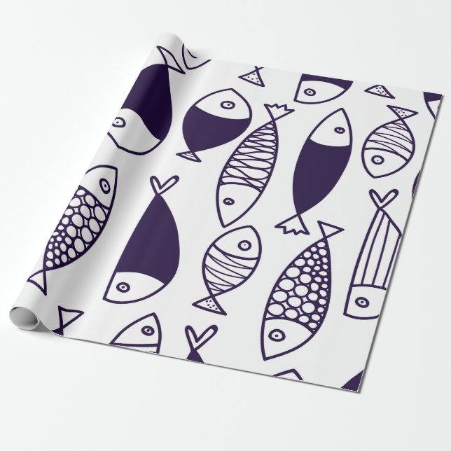 Papel De Regalo Cute fish. Kids background. Seamless pattern. Can  (Desenrollado)