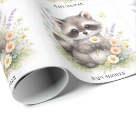Papel De Regalo Cute Forest Baby Raccoon Baby Shower