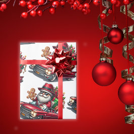 Papel De Regalo Cute Gangster Santa en Cadillac |