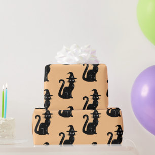 Papel De Regalo Cute gato negro Naranja Halloween niños