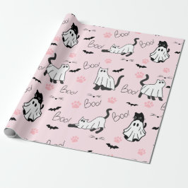 Papel De Regalo Cute Ghost Cats Halloween