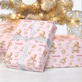 Papel De Regalo Cute Gingerbread Man Chica Navidades de nombre ros