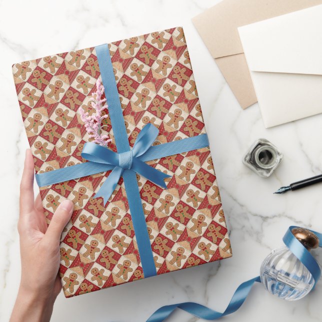 Papel De Regalo Cute Gingerbread Man Patchwork Christmas (Regalar)