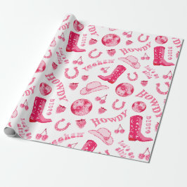 Papel De Regalo Cute Girly Pink Disco Cowgirl Estética