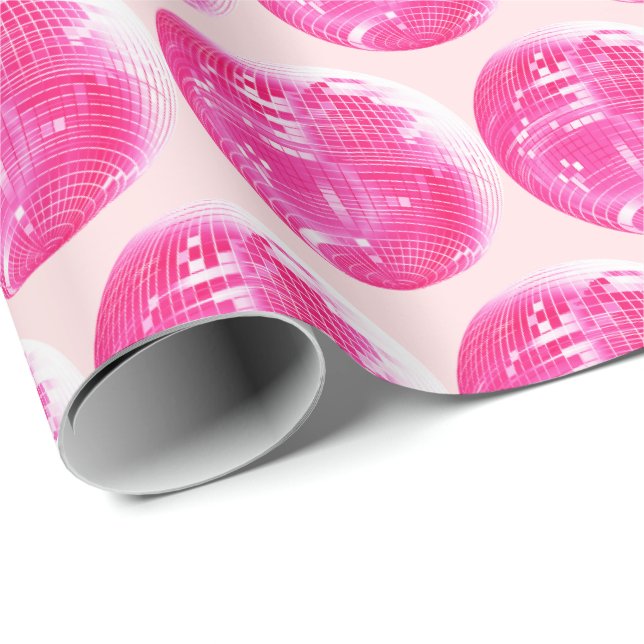 Papel De Regalo Cute Girly Pink Disco Mirrorball (Esquina del rollo)