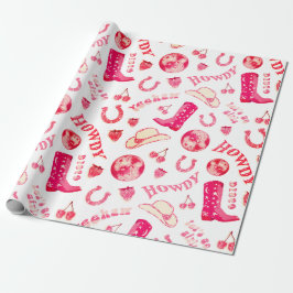 Papel De Regalo Cute Girly Pink Red Disco Cowgirl Estética