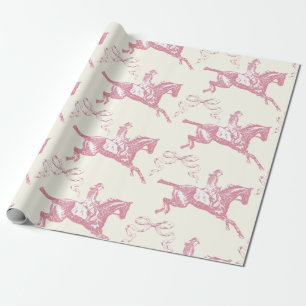 Papel De Regalo Cute Girly Rosa Rosa Dorada Caballo de Caballo