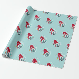 Papel De Regalo Cute Gnomes Snowflakes Feliz Navidad