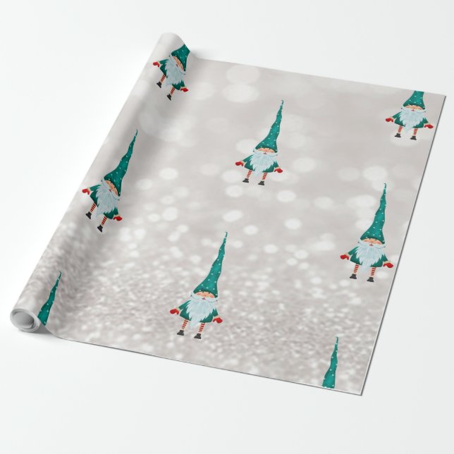 Papel De Regalo Cute gnomo desenfoque de Navidad (Desenrollado)